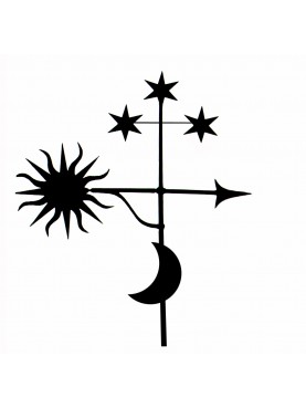 The Sun, the Moon and the three stars of the winter triangle - weather vane weathervane