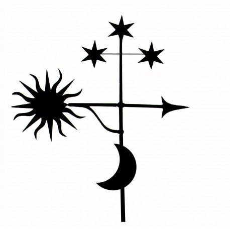 The Sun, the Moon and the three stars of the winter triangle - weather vane weathervane