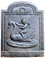 Original ancient fireback - Putto riding a swan
