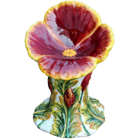 Pansè rossa Stupendo sedile maiolicato a forma di fiore
