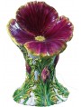 Majolica seat Red pansy flowers garden seat