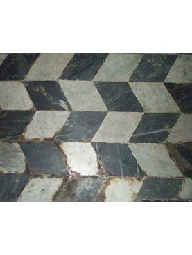 Marble Floor with asymmetrical rhombuses mounted in a herringbone pattern