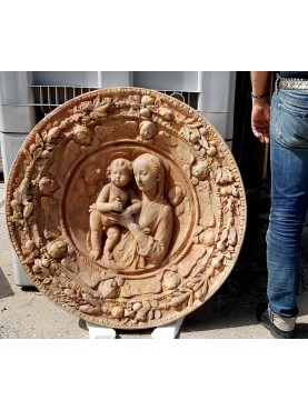 Terracotta Basrelief Madonna with Child ROBBIANA