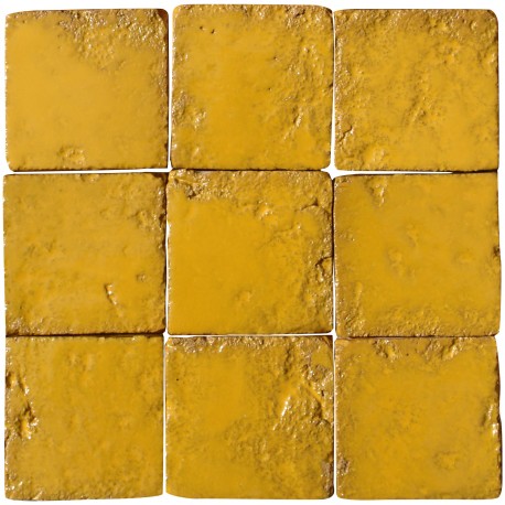 Tile Saffron color 10x10 Majolica Hand-Made called FONDO ARANCIO
