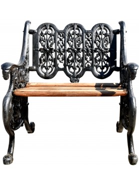 Castiron and teak armchair, design Coalbrookdale Company 1866