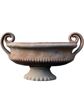 Terracotta oval vase - calyx krater vase ancient italian style