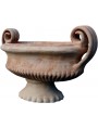 Vaso in terracotta ovale a calice antico toscano baccellato