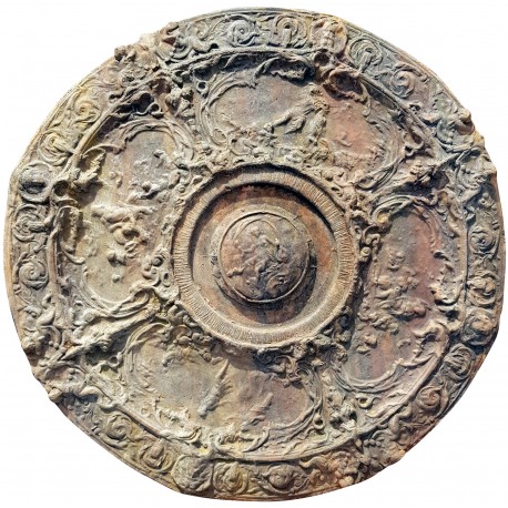 Terracotta shield from a cast of an artefact of Benvenuto Cellini