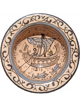 Pisan ancient ceramic basins - fish and medieval ship