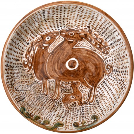 Copy of an ancient medieval dish - two deer