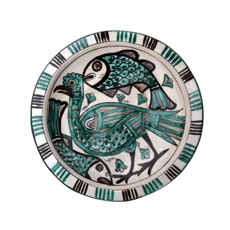 Bacini ceramici medioevali pisani - uccello e pesci