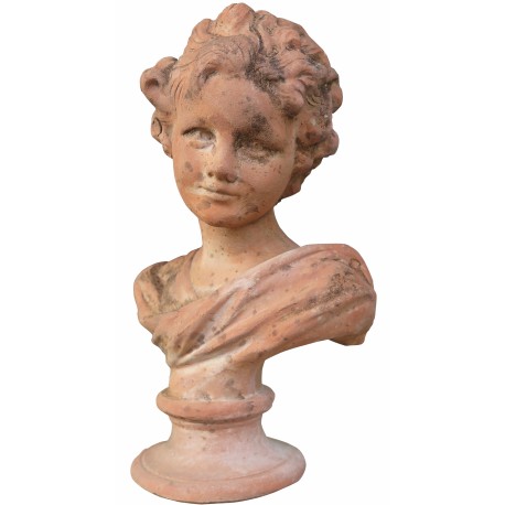 Piccolo busto fanciulla francese terracotta con base