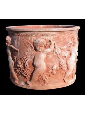 Cylindrical vase with children