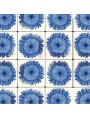 Majolica tile panel - blue sunflowers