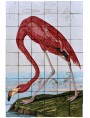 Audubon American Flamingo - majolica tiles panel