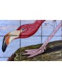 Audubon American Flamingo - majolica tiles panel