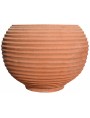 Spheroid striped terracotta cachepot