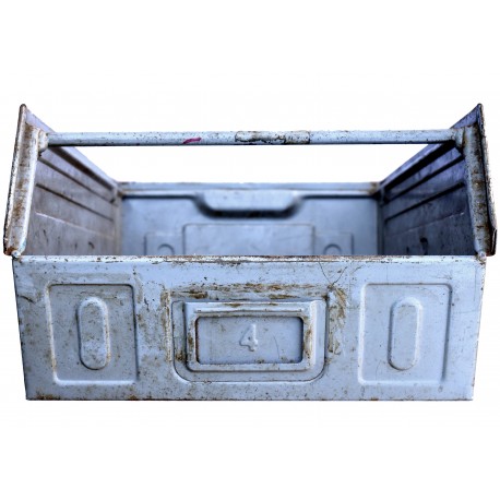 Antica cassetta metallica in ZINCO da officina marca FAMI