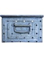 Antica cassetta metallica forata in ZINCO da officina marca SCHAFER