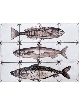 Fishes majolica panel - painted comber (Serranus scriba)