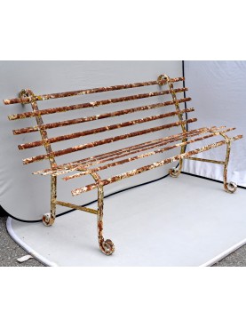 Ancient Wrought iron bench - 4 places
