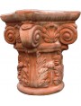 Capitello corinzio H.47cm/40x40cm in terracotta