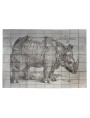 Durer rhino majolica tiles panel - 70 tiles
