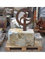 Antique marble block with sheave for cutting