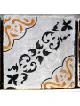 Tile black and ocher on white background - Reproduction