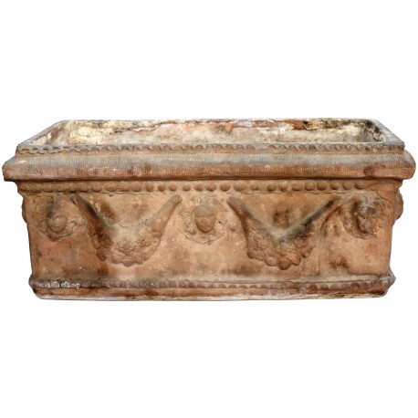 Antico Cassonetto Festonato Napoletano in terracotta