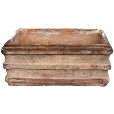 Antico Cassonetto a righe Napoletano in terracotta