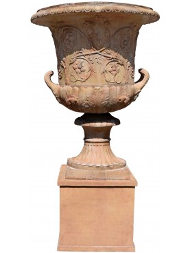 CAPITOLINO VASE in terracotta copy of Capitolini Museums Vase with square base