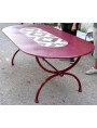 Forged-iron iron table 220 cm Porcinai with ancient majolica tiles