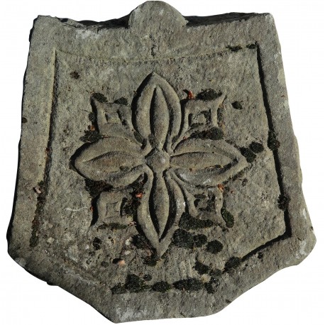 Coat of arms in stone with flower - eight-petal
