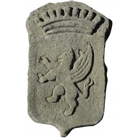 Stone coat of arms rampant lion