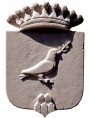 Stemma in pietra bianca - la colomba della pace