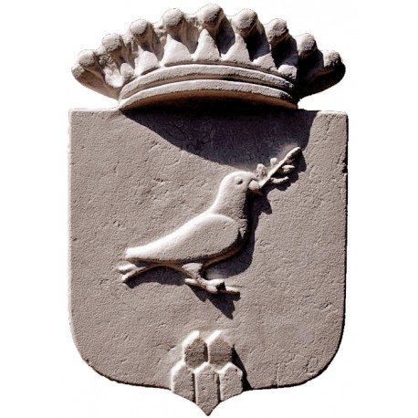 Stemma in pietra bianca - la colomba della pace