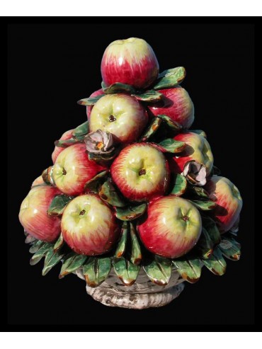 Cestino di mele con fiori grande