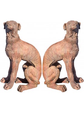 Terracotta dogs pair - Tuscany style