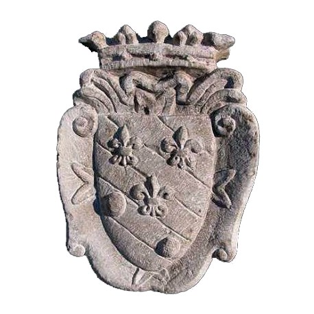 Coat of arms crowned with 3 lilies limestone