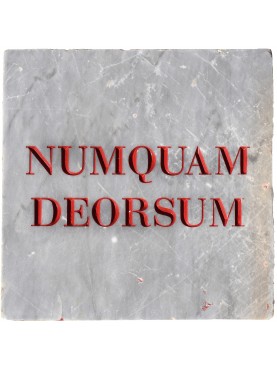 NUMQUAM DEORSUM - white Carrara marble tile - ROMAN STYLE