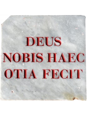 virgil - DEUS NOBIS HAEC OTIA FECIT - white Carrara marble tile - ROMAN STYLE