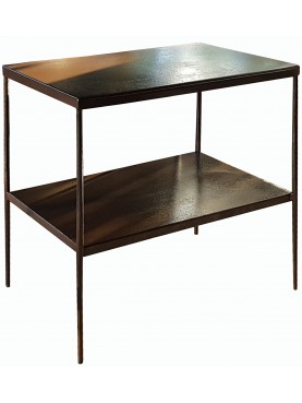 Small rectangular bedside table with two sheets metal top