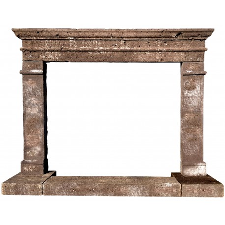 Sardinian basaltic stone simple fireplace in six pieces