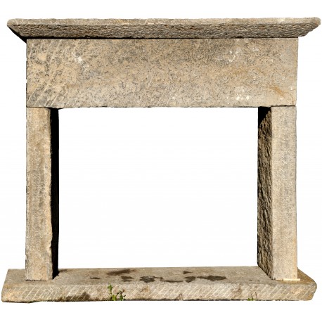 Simple stone fireplace
