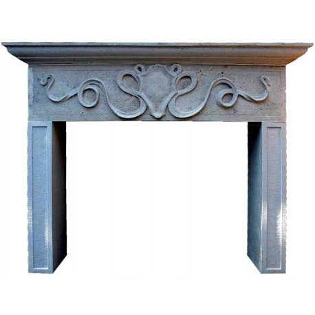 Fireplace French limestone - coat of arms with flourishes