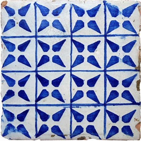 Piastrella di maiolica antica azzurra Tommaso Bruno