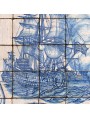 Pannello portoghese di 24 piastrelle maiolicate - coppia di navi