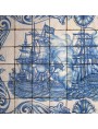 Portuguese panel of 24 majolica tiles - pair of ships