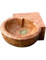 Artisan corner washbasin in red Verona marble